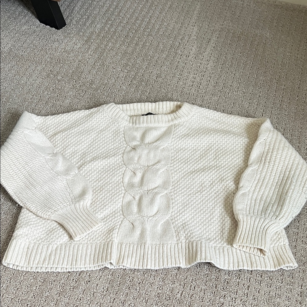 J. Crew Cream Cable Knit Sweater Cropped